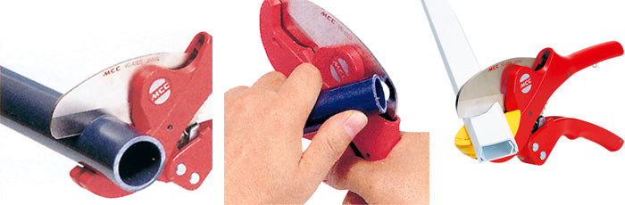 MCC 1-1/3" Ratcheting PVC Pipe Cutter | Lightweight Alloy Body with V-Groove Jaw for Clean Cutting of PVC, Conduit, and Polyethylene Gas Pipe
