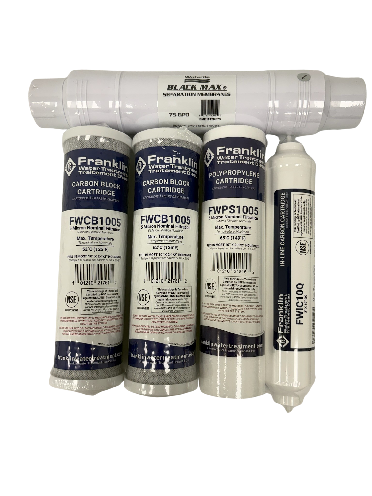 Franklin Water RO4053CRK Replacement Cartridge Kit for Waterite Vectapure NX™ RO Systems with 75 GPD Membrane Filter Kit