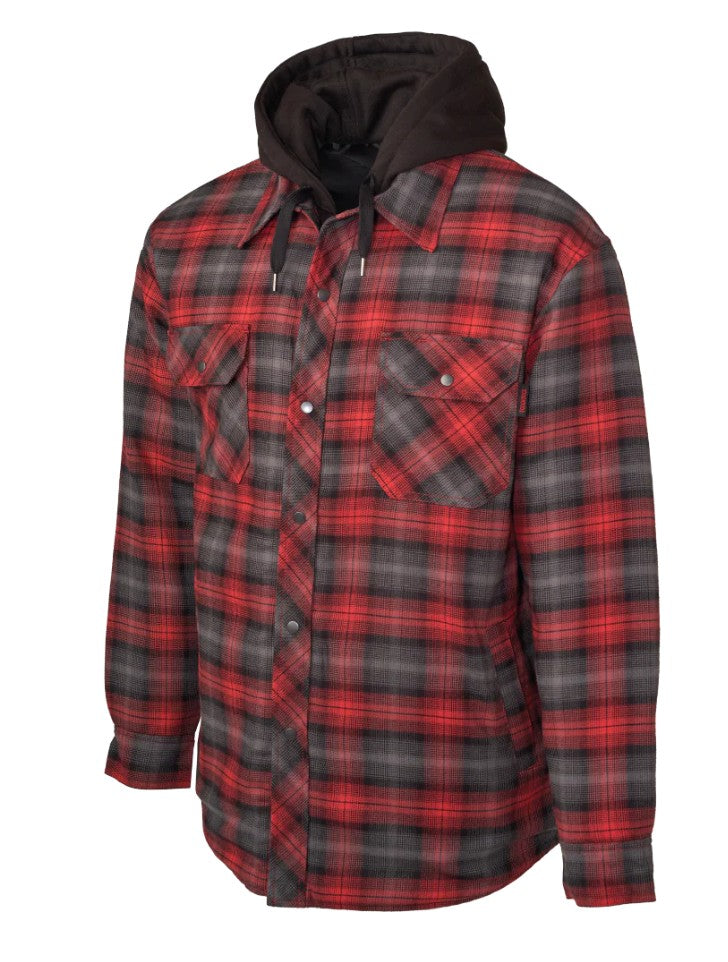 Tough Duck WS06 Men's Work Shirt - Cotton Flannel, Quilt Lined, Hooded, Fooler Front, Preshrunk, Adjustable Cuffs, Multiple Pockets | Sizes S-3XL