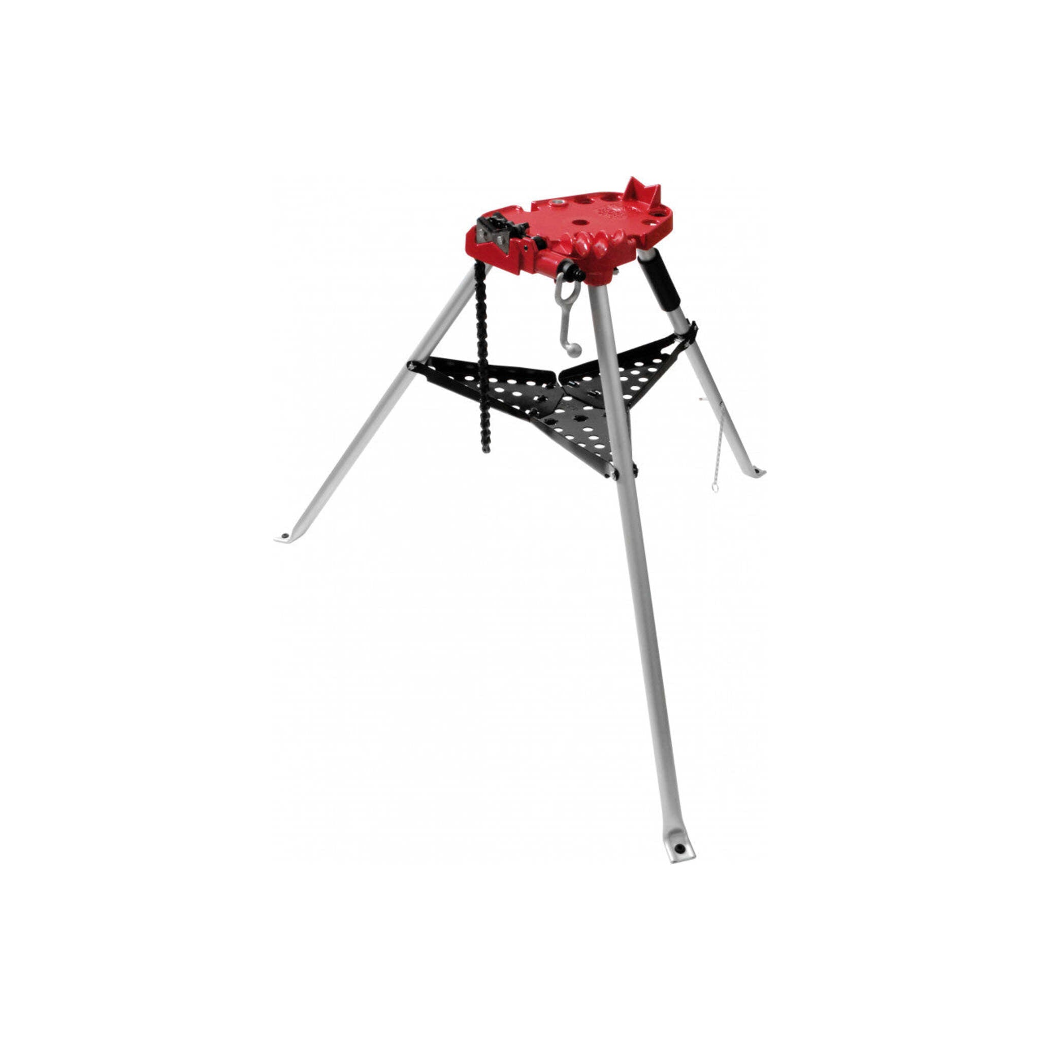 Lightweight Chain-Style Tripod Pipe Vise with Reversible Bowtie Jaws