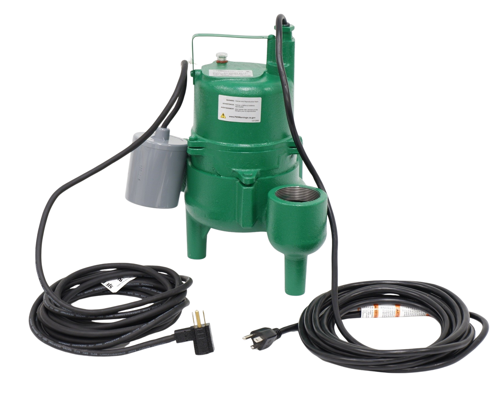 Hydromatic SKV40AW1 20-01 4/10 HP Cast Iron Sewage Ejector Pump - Vortex Impeller | Wide Angle Piggyback Float | 2" Solid Handling | 80 GPM | 120V