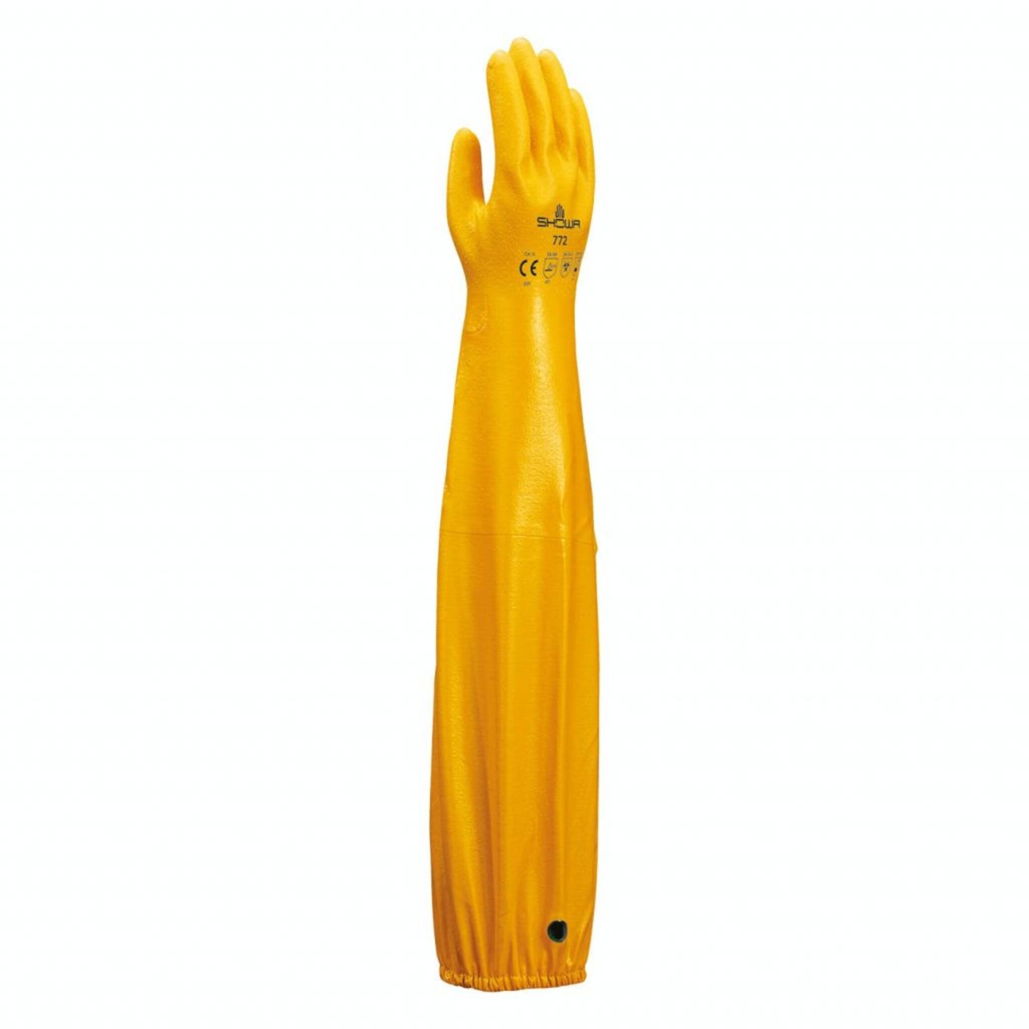 Elbow Length Chemical Resistant Gloves, 26-Inch Full-Arm Nitrile, Yellow, One Pair