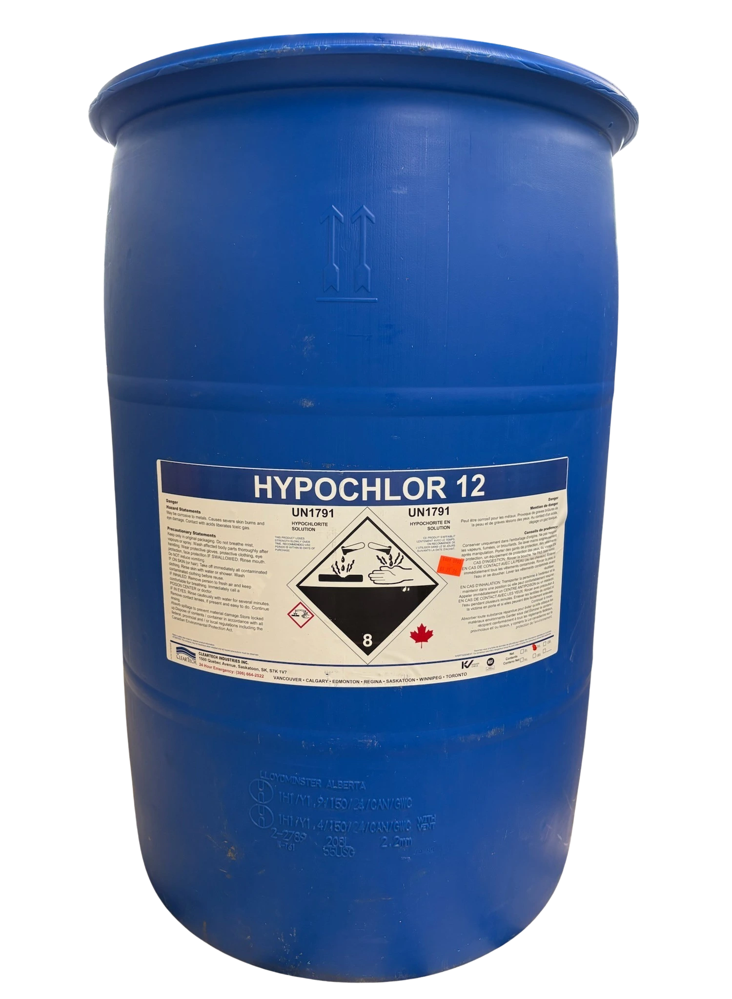 Sodium Hypochlorite 12% - Industrial Bleach for Water Disinfection, NSF/ANSI and Kosher Certified, Available in Multiple Container Sizes