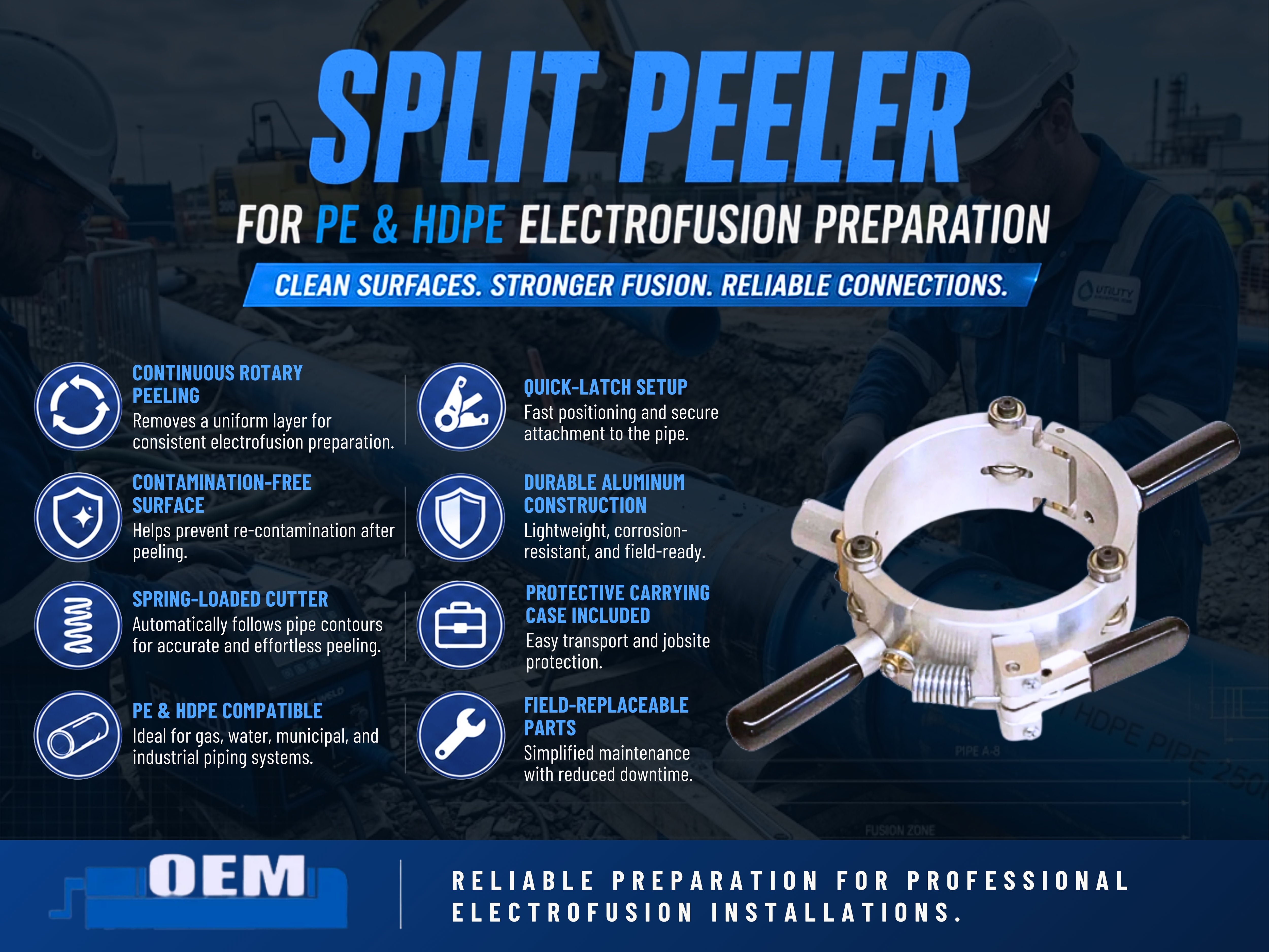 Split Peeler for PE and HDPE Electrofusion Preparation – Precision Contaminant Removal