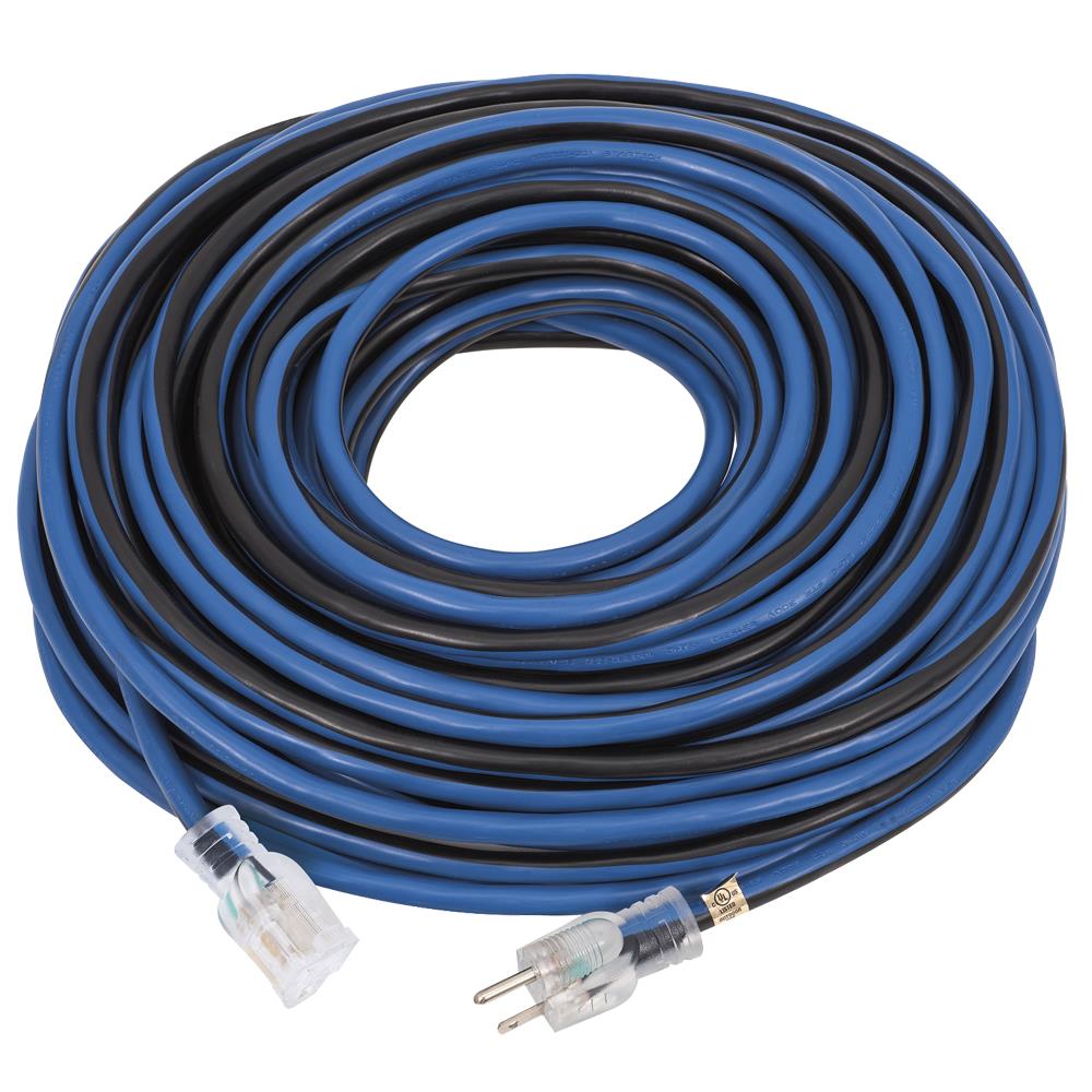 Heavy Duty Cold Weather Extension Cord for Power Tools | 12 AWG SJTOW, 15 Amp, 1,875W, Lighted Single Tap | 25 ft, 50 ft, and 100 ft by Startech