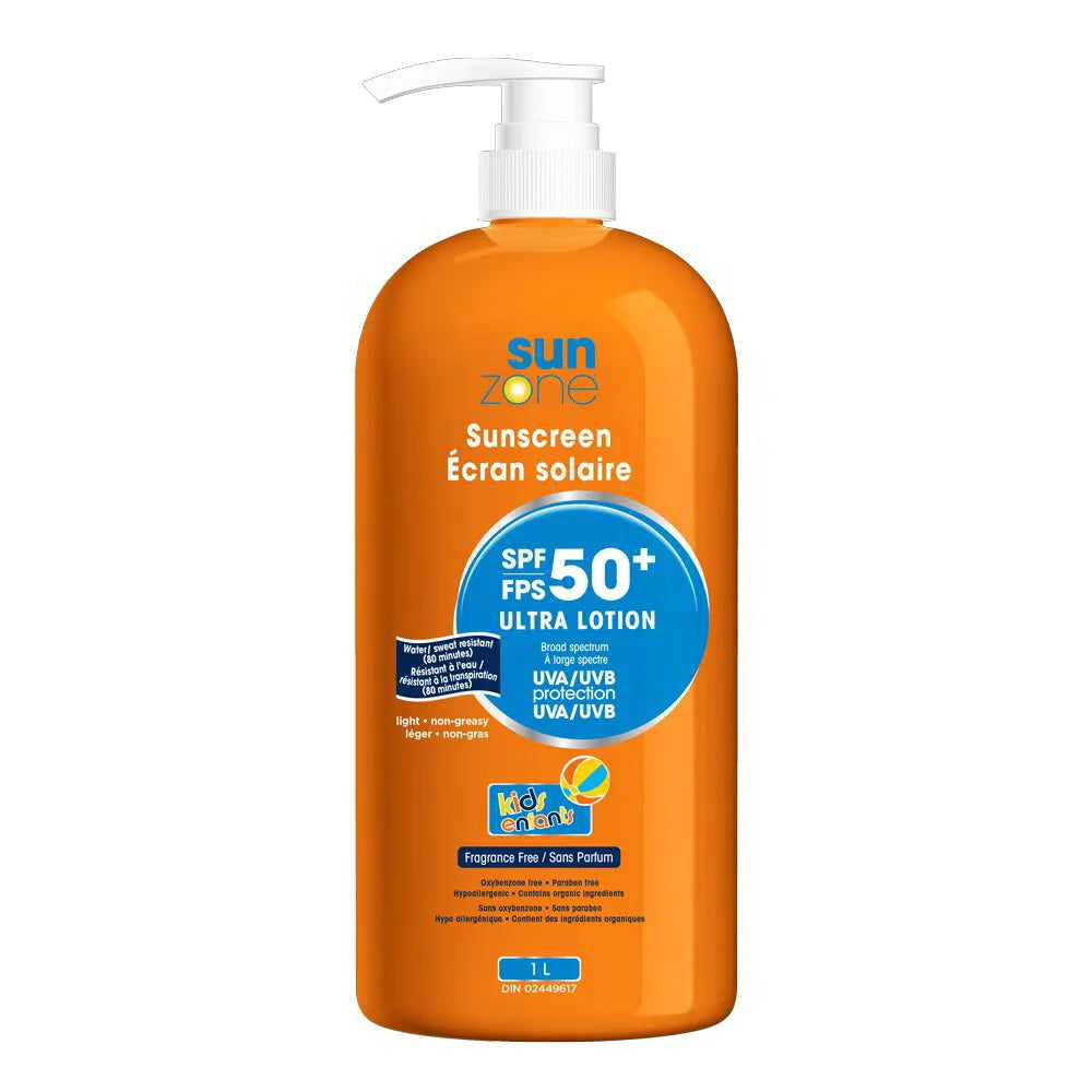 SPF 50+ Sunscreen Lotion, 1L Pump Bottle | Broad Spectrum UVA/UVB Protection | Water & Sweat Resistant
