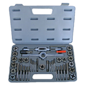 40-Piece Metric Tap and Die Set – Tungsten Steel, M3 to M12 Sizes, 0.5mm to 1.75mm Pitch, Rockwell 58–61, Tools & Carrying Case Included