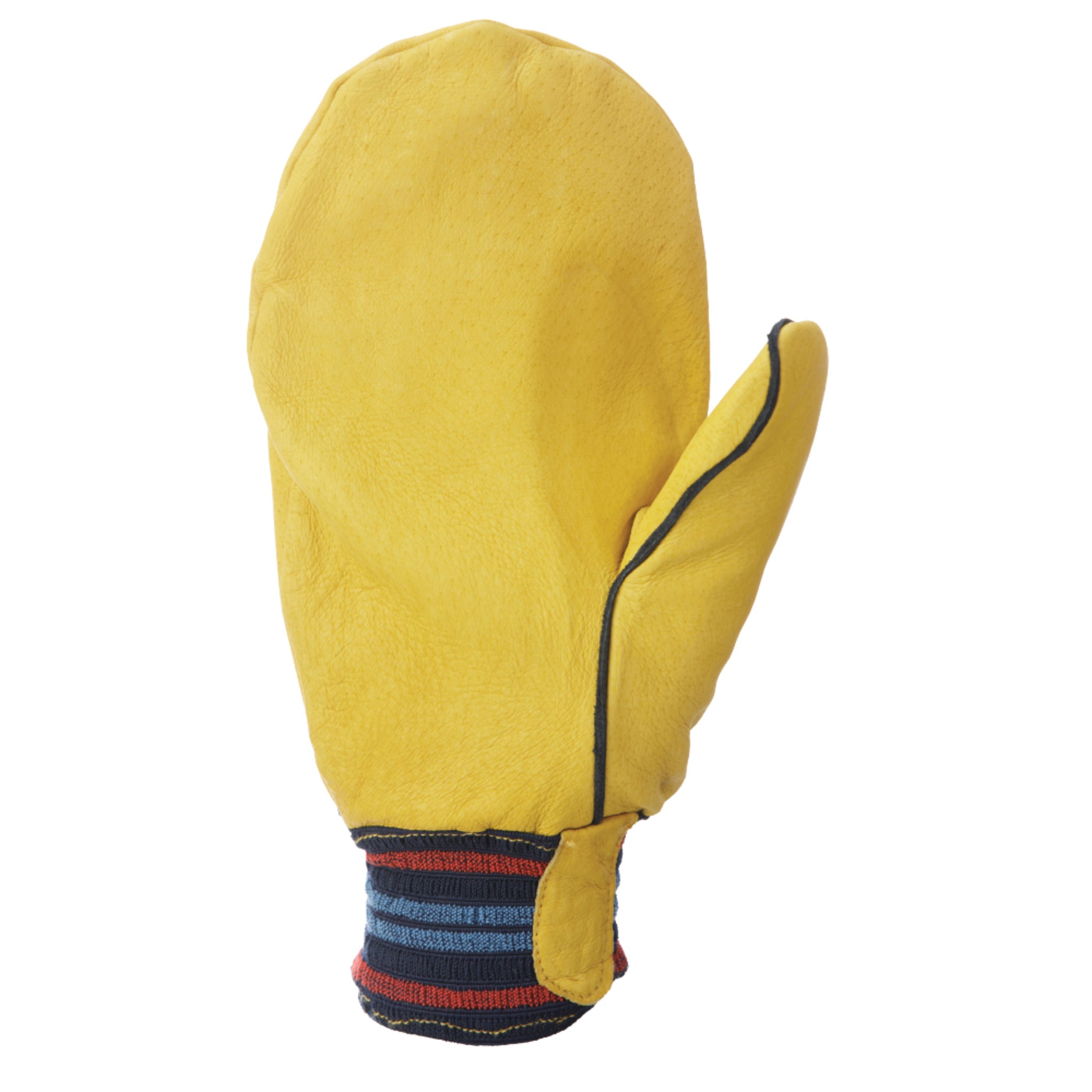 Pile-Lined Leather Mitts for Everyday Cold Weather With Elastic Cuff