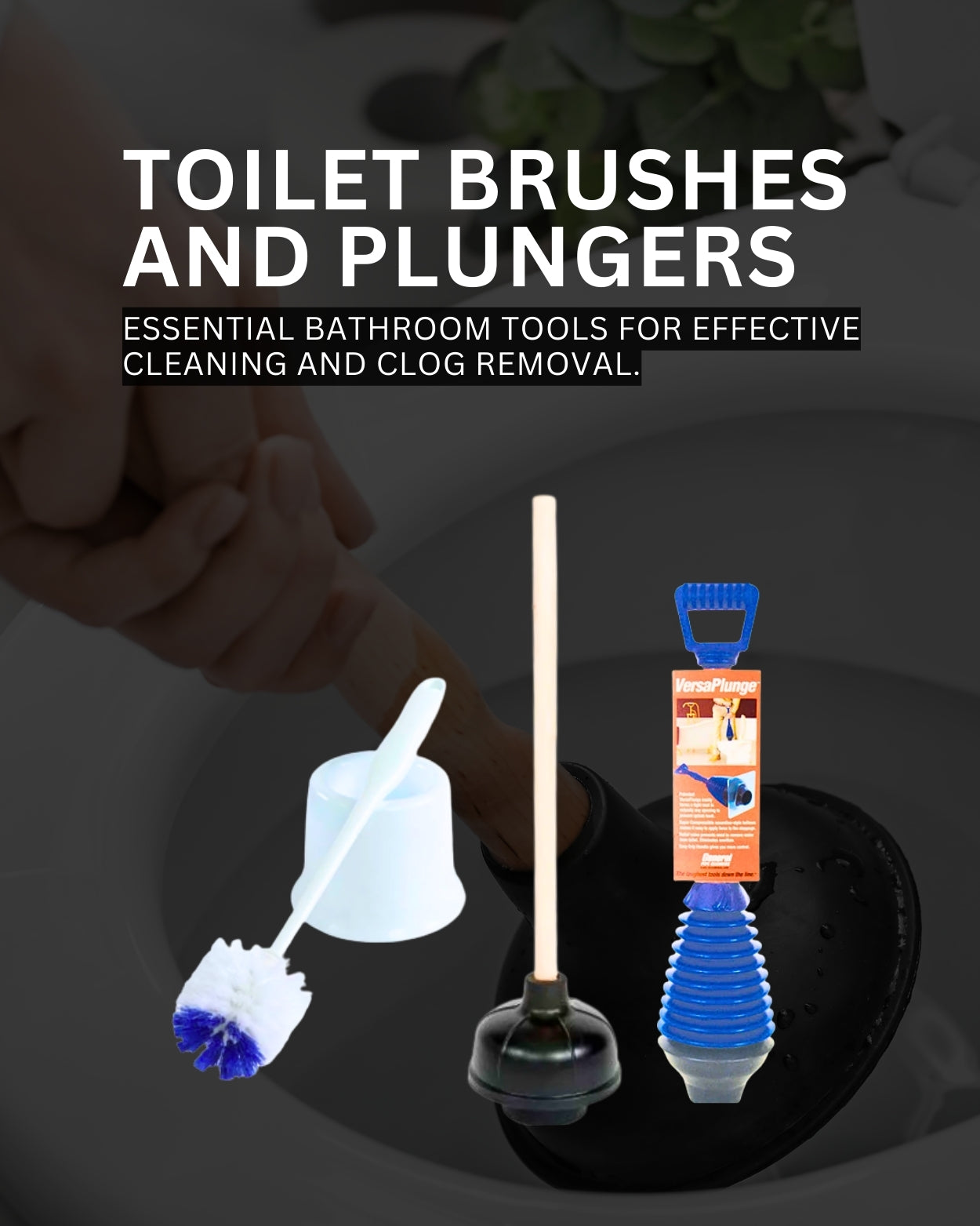 Toilet Brushes and Plungers Banner