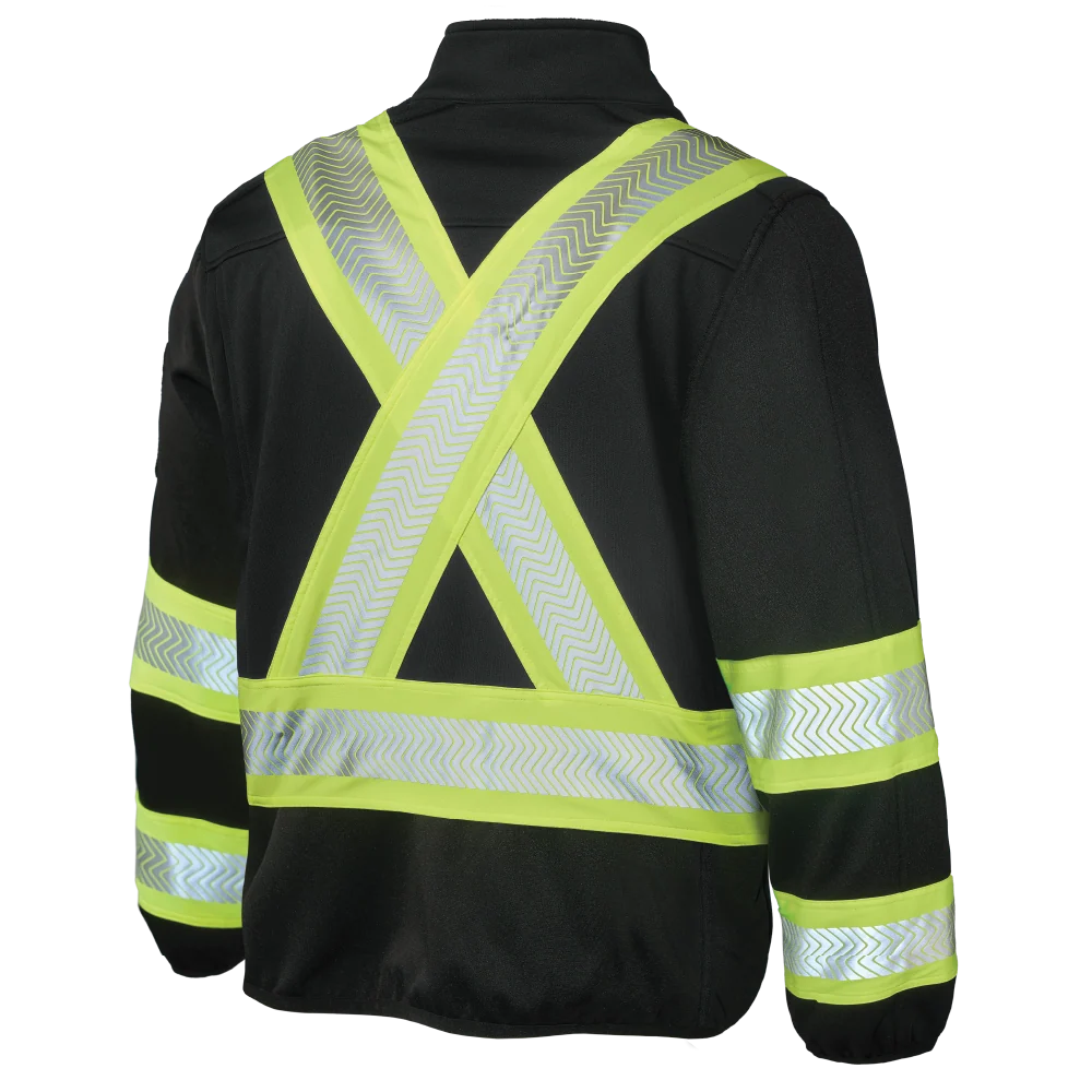 Tough Duck SJ49 zip front fleece safety jacket back view in black