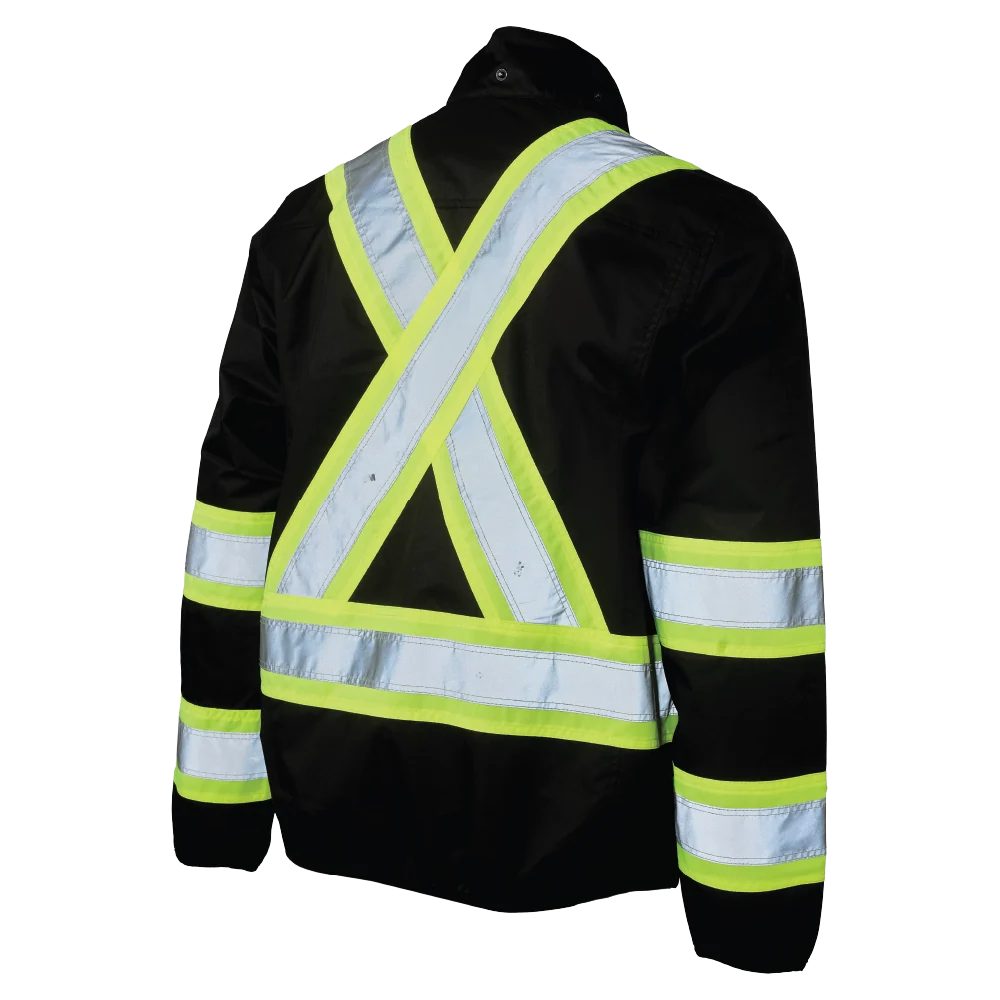 Tough Duck SJ50 light weight mesh-lined safety jacket back view in black