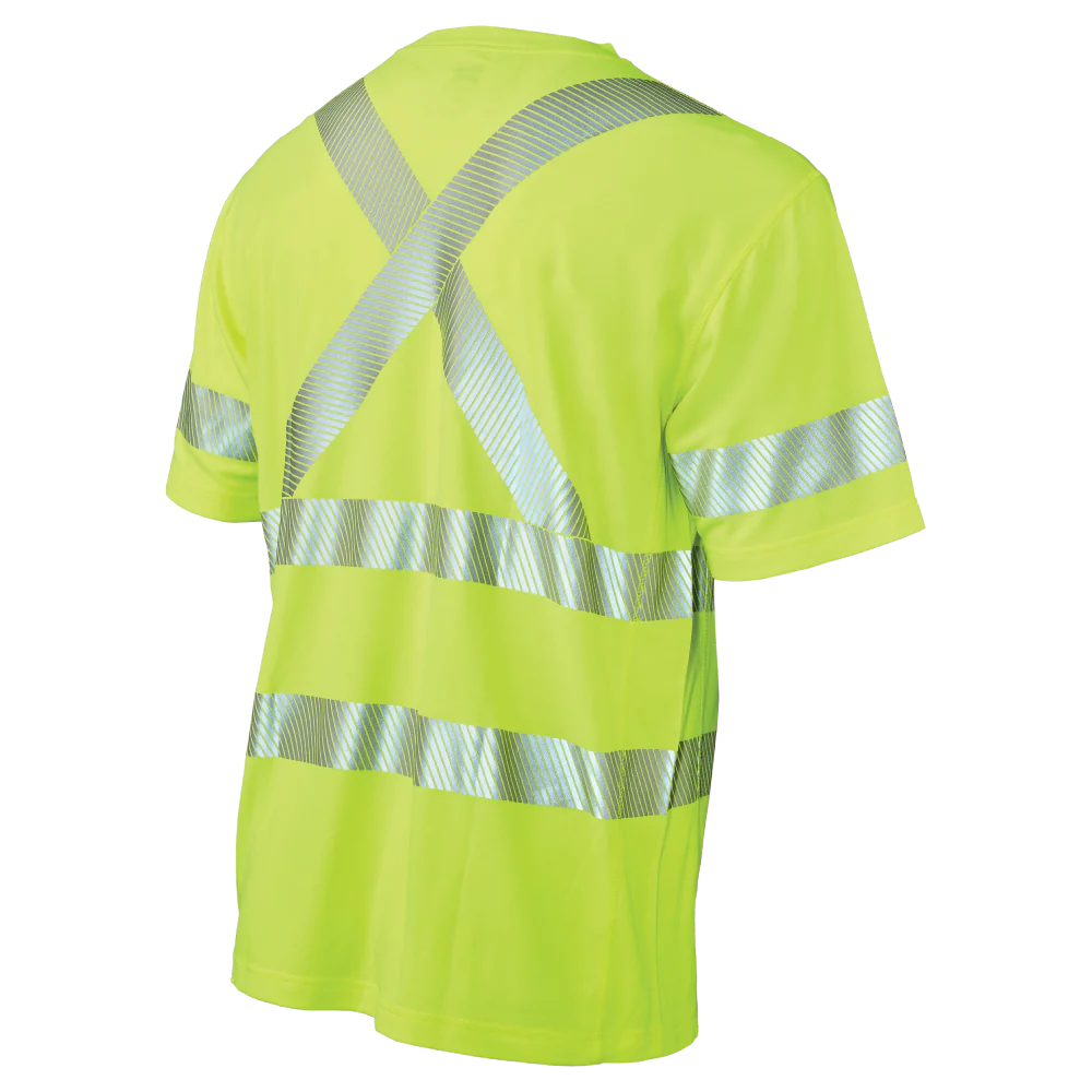 Tough Duck ST24 safety cooling T-shirt back view in fluorescent green