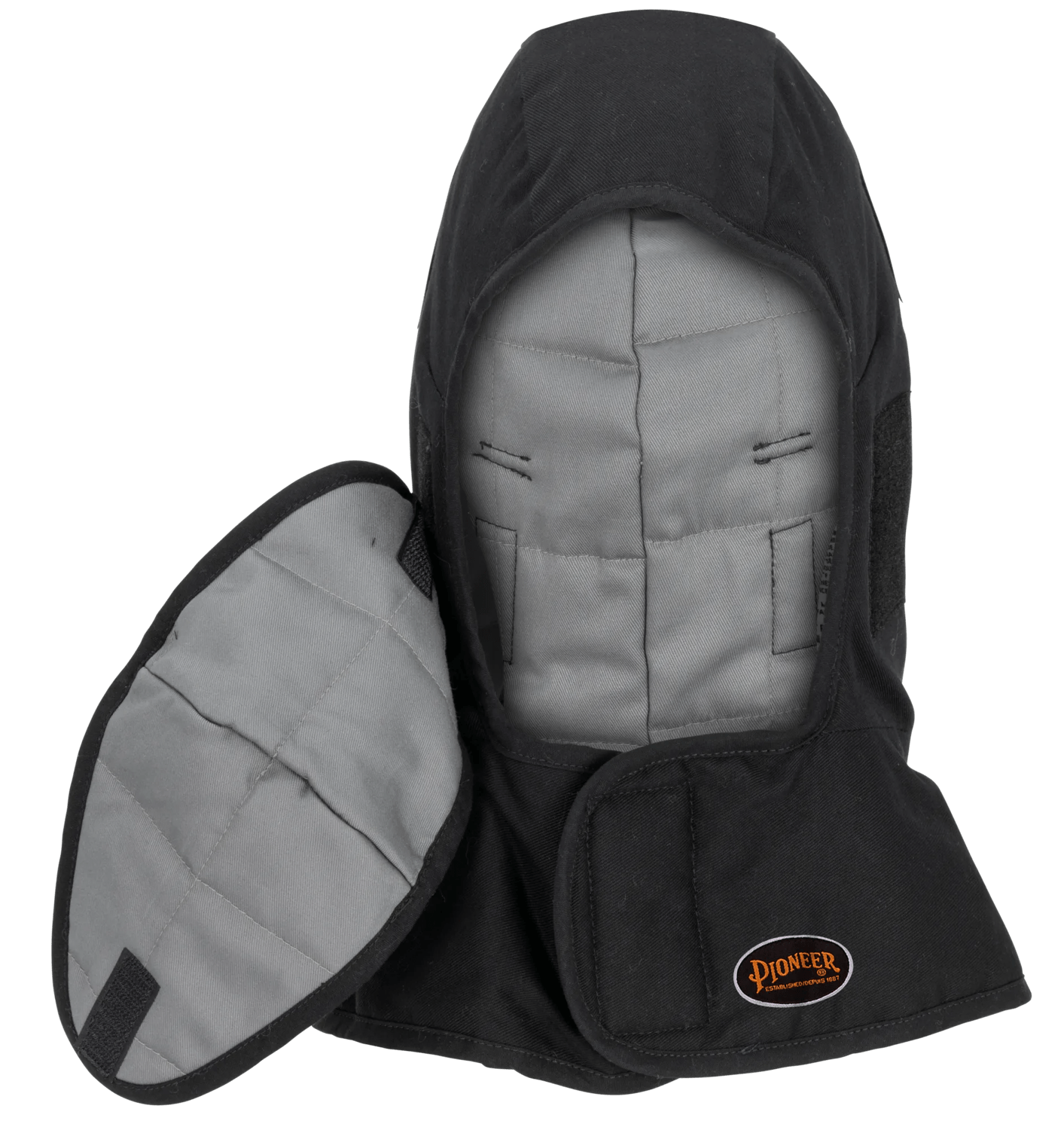 FR-Tech® Quilted Hard Hat Liner – Long Neck, Detachable Mouthpiece, ARC Flash CAT 4, Flame-Resistant, Black, One Size Fits All