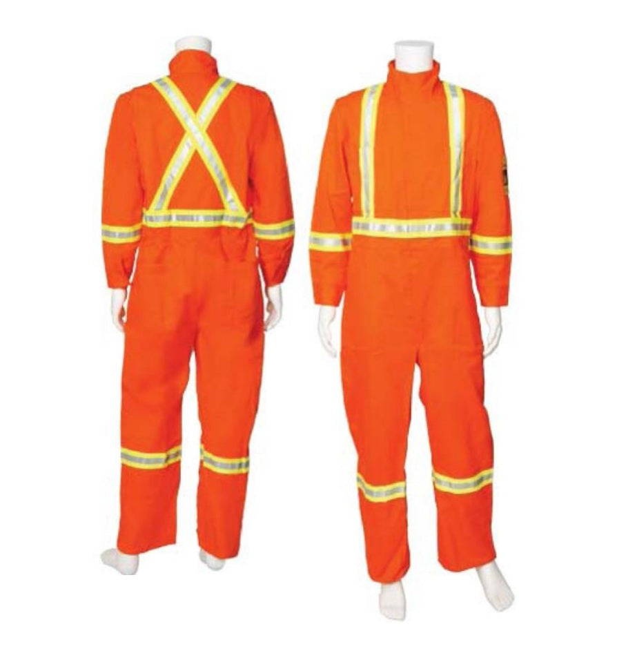 Viking® Firewall FR® 40677 CSA High-Vis Striped Coveralls | Flame-Resistant, NFPA 2112, PPE Cat 2, for Hazardous Work Environments | Sizes XSR–5XLR