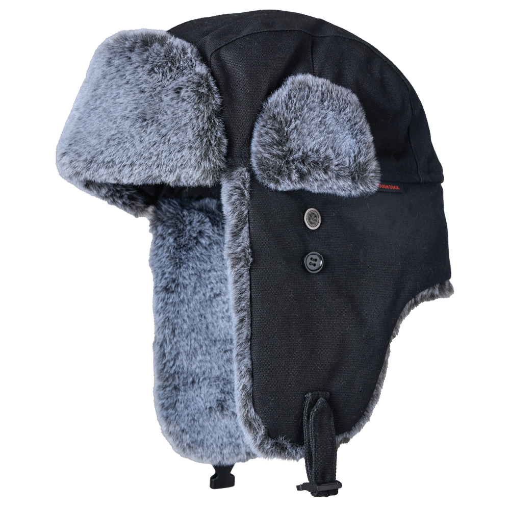 Tough Duck WA66 Duck Aviator Hat – 100% Cotton Duck, 3M™ Thinsulate™ Insulation, Faux-Fur Trim, Adjustable Chin Strap