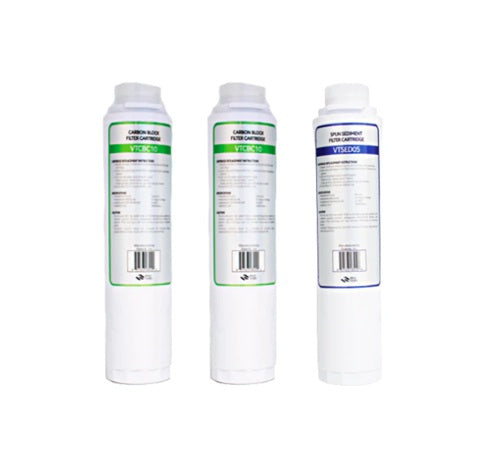 Waterite Vecta-Twist & Excelgro RO Filter Set – VTSED05 Sediment + (2) VTCBC10 Carbon Block Cartridges