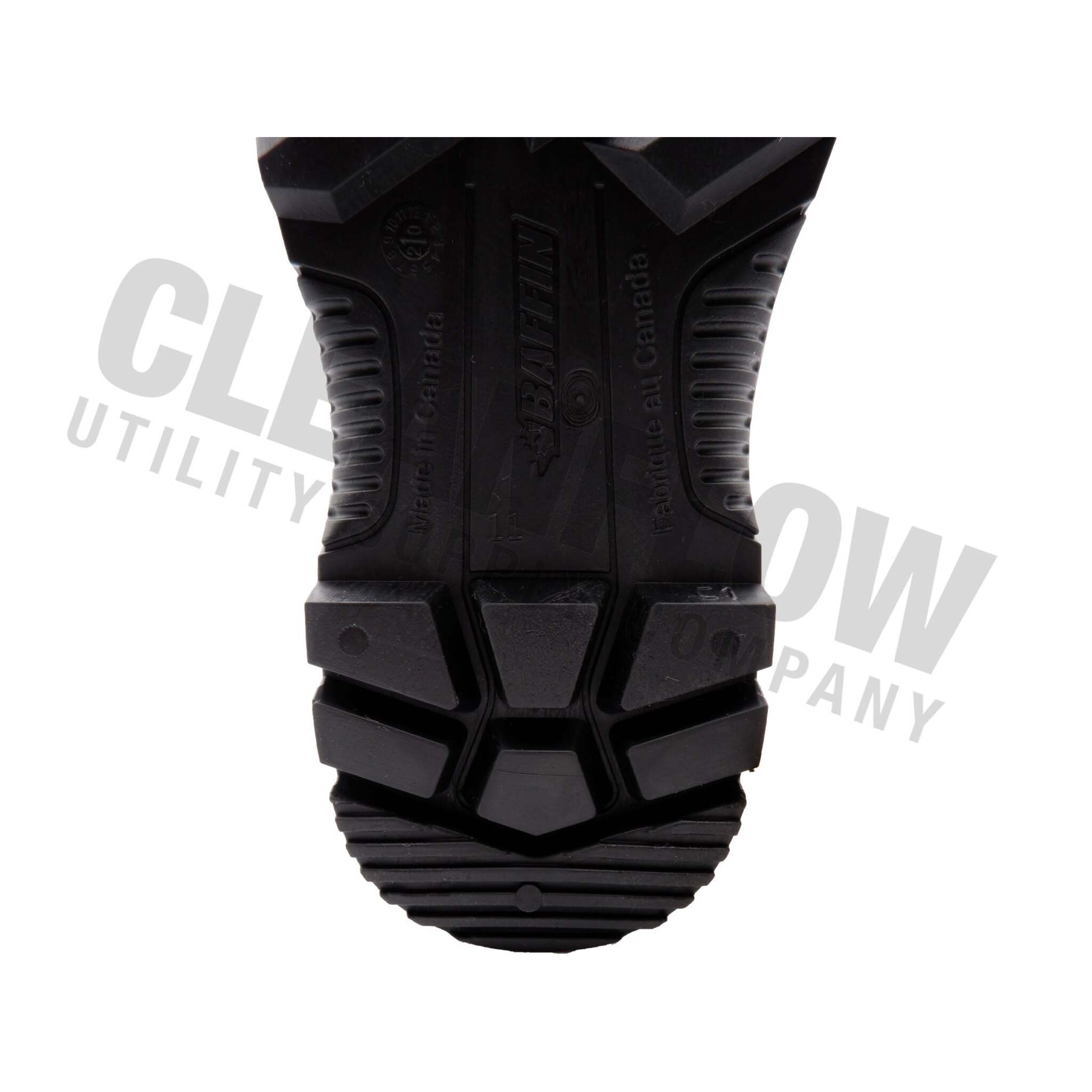 Rear heel protection detail on Baffin Blackhawk work boot.
