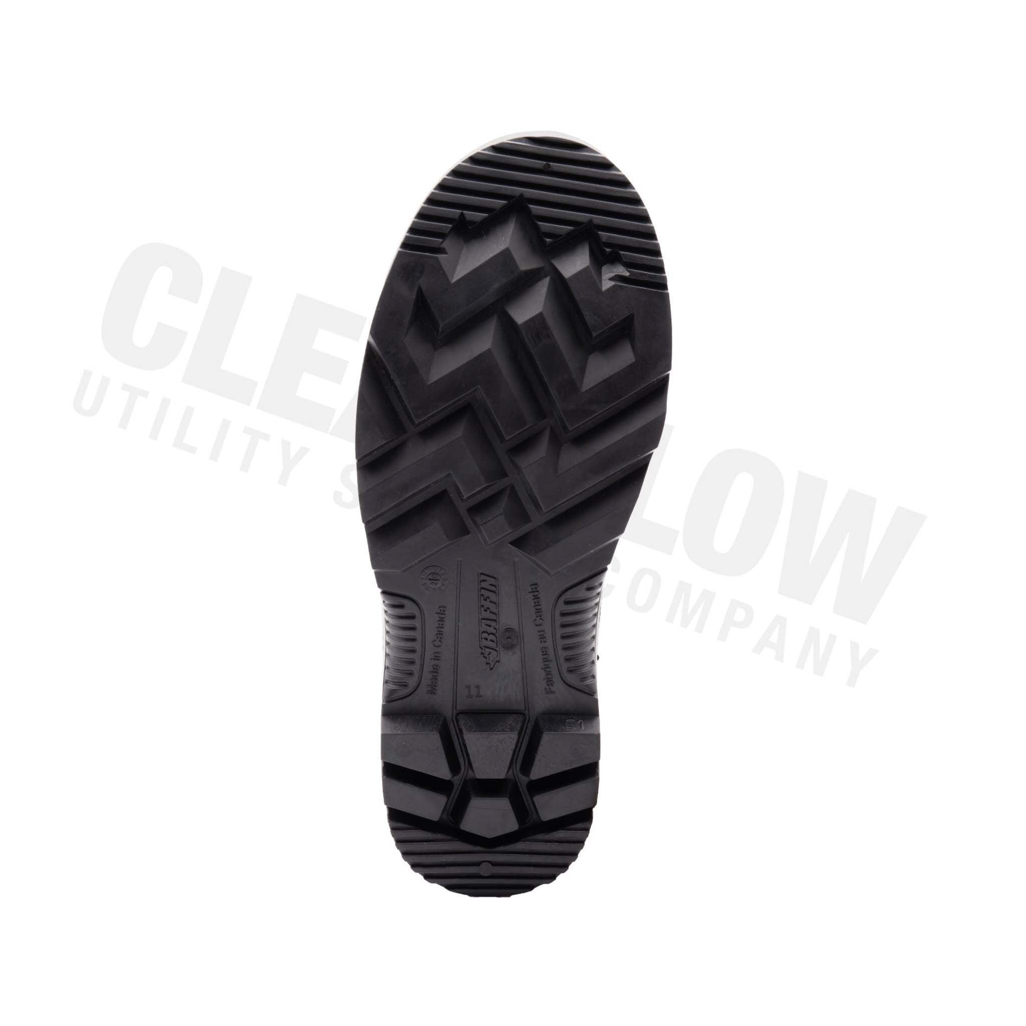 Oil resistant lug sole traction pattern on Blackhawk work boot.