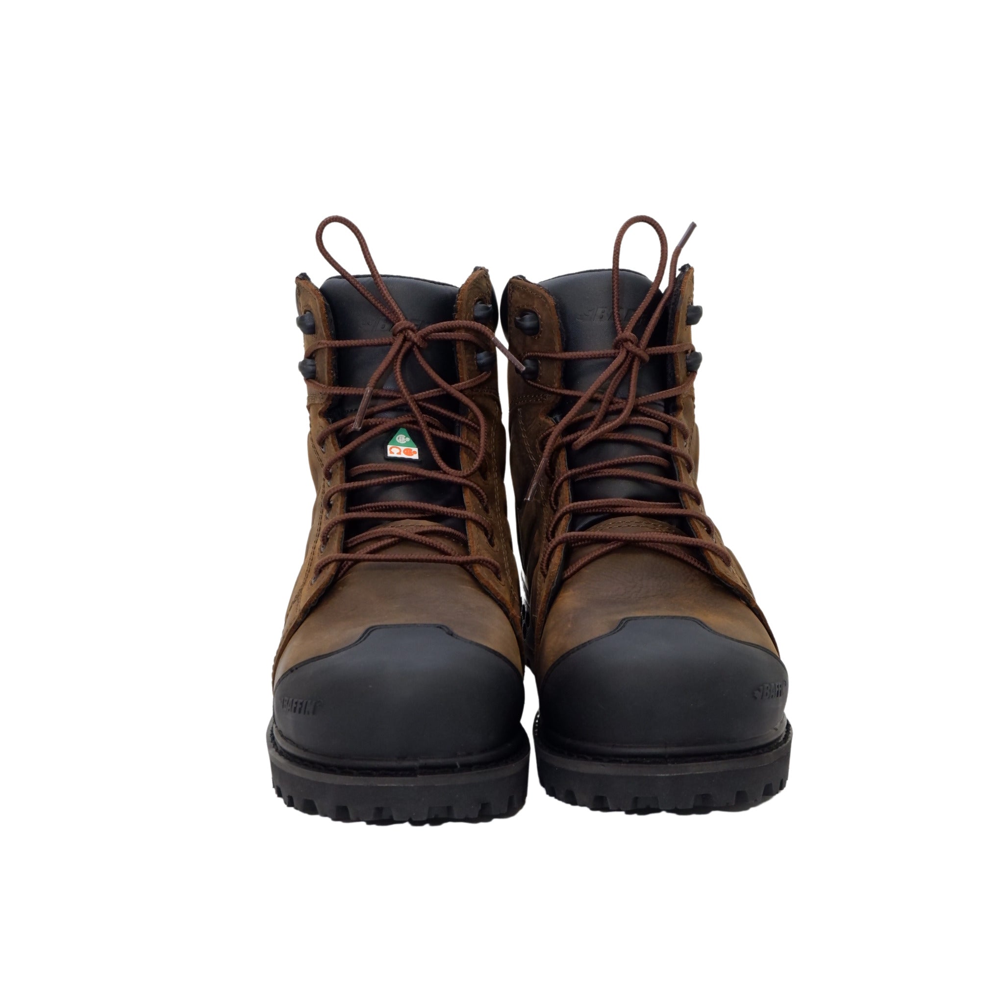 Front view pair brown Baffin Monster 6 work boots