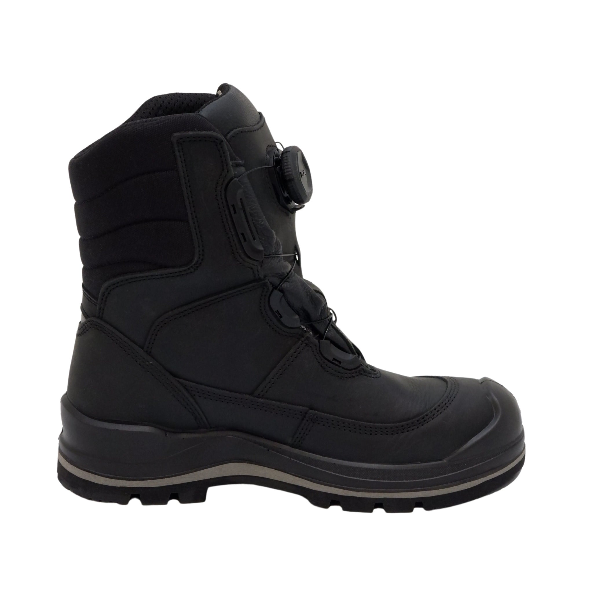 Full side profile of rugged winter work boot