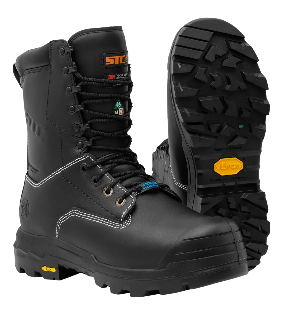 Hardrock Flex black 10-inch leather work boots with internal metguard and Vibram outsole