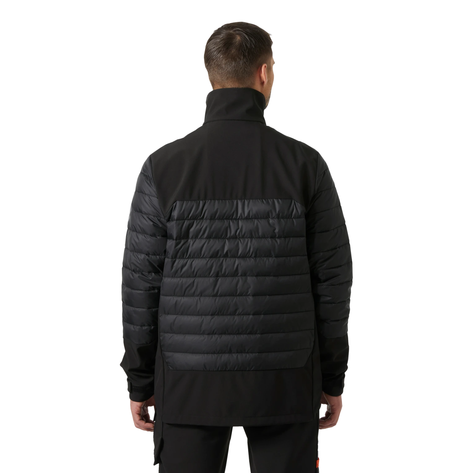 Man wearing Helly Hansen Chelsea Evolution 2.0 Insulated Softshell 74142 in black back alternate