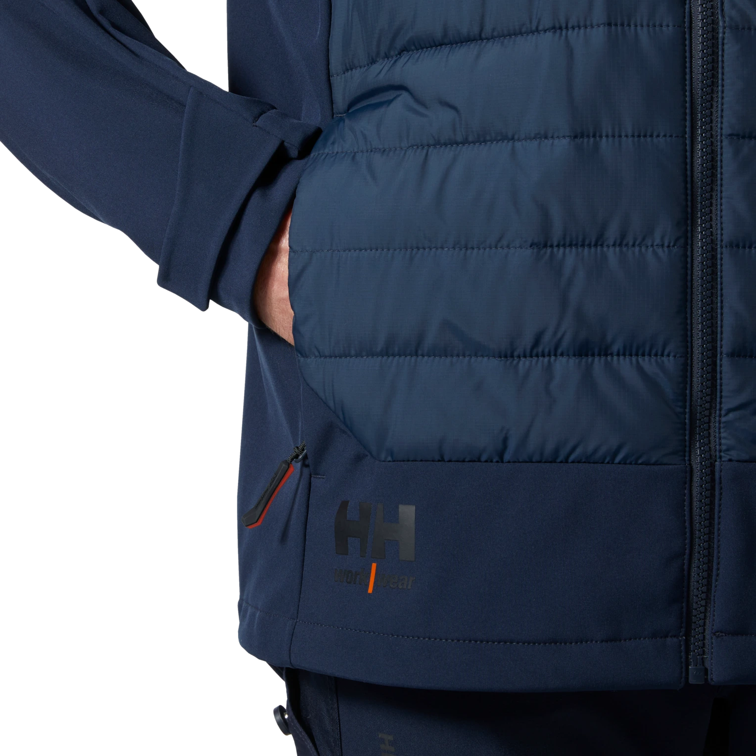 Helly Hansen Chelsea Evolution 2.0 Insulated Softshell 74142 navy inside stash pocket drawcord close up