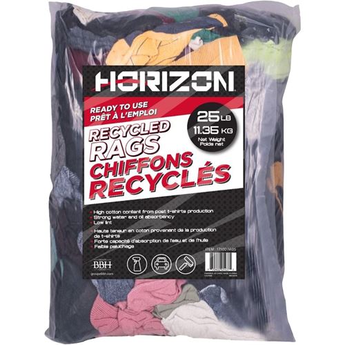 Coloured T-Shirt Rags – Recycled Cotton Wipers for Oil, Grease, Spills | 10 lb or 25 lb Bale | Low-Lint, Reusable, Eco-Friendly Shop Towels