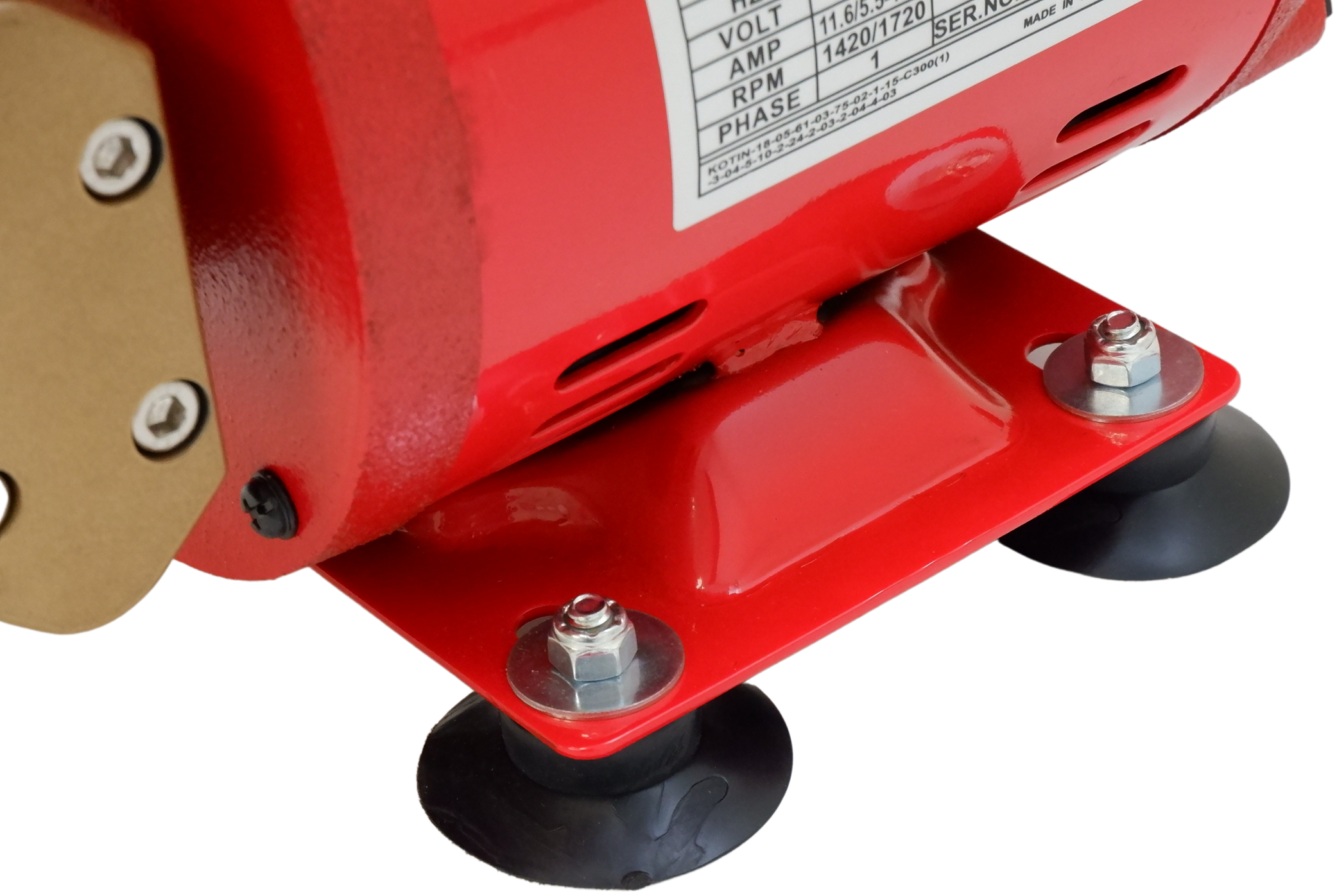 Rubber mounting base supporting hydrostatic test pump for vibration reduction