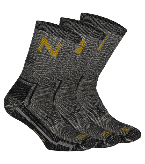 Nats NT0003 Merino Wool Work Socks (3 Pairs) – Breathable, Temperature-Regulating, Cushioned Socks for Warm, Dry, All-Day Comfort | One Size