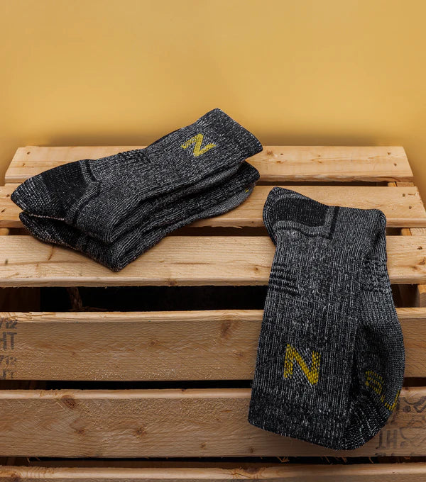 Nats NT0003 Merino Wool Work Socks (3 Pairs) – Breathable, Temperature-Regulating, Cushioned Socks for Warm, Dry, All-Day Comfort | One Size