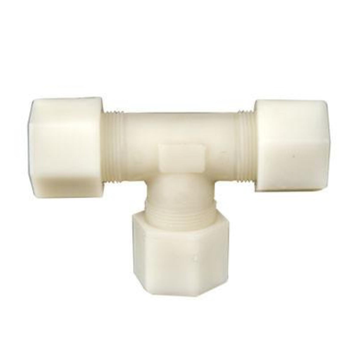 Jaco Kynar PVDF compression tube union tee with three compression nut ends, pack of 5