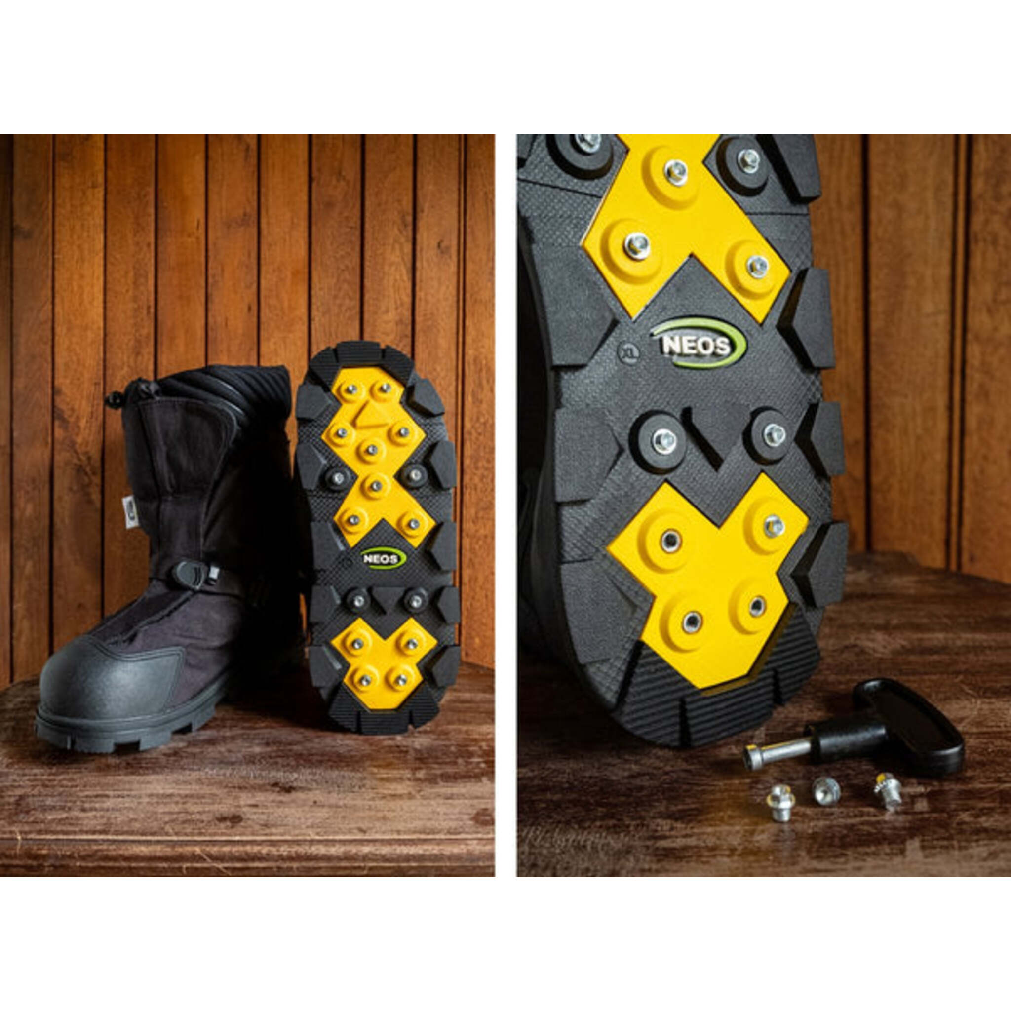 NEOS Glacier Trek cleated overshoes with replaceable stainless steel traction spikes