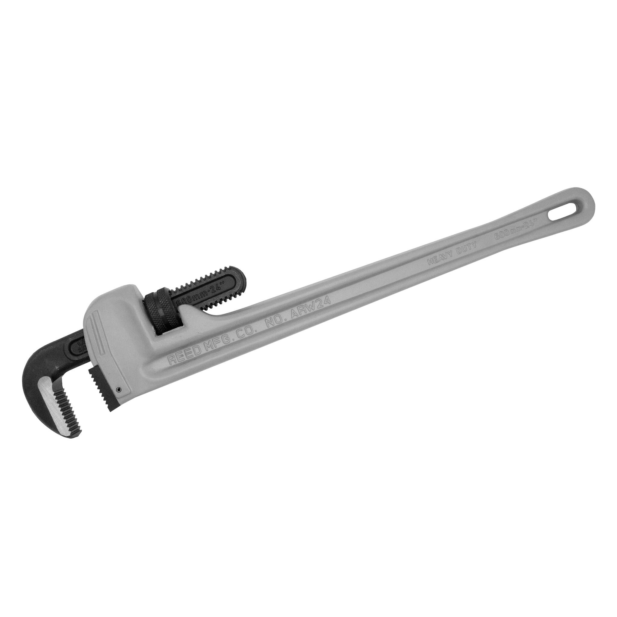 REED aluminum straight pipe wrench full length view for plumbing