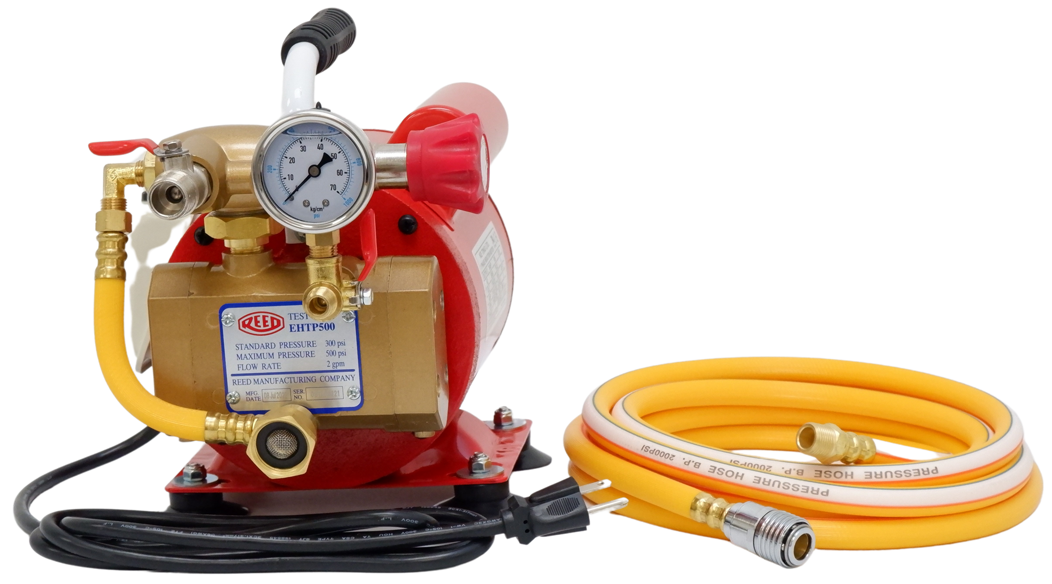 Electric hydrostatic test pump with gauge