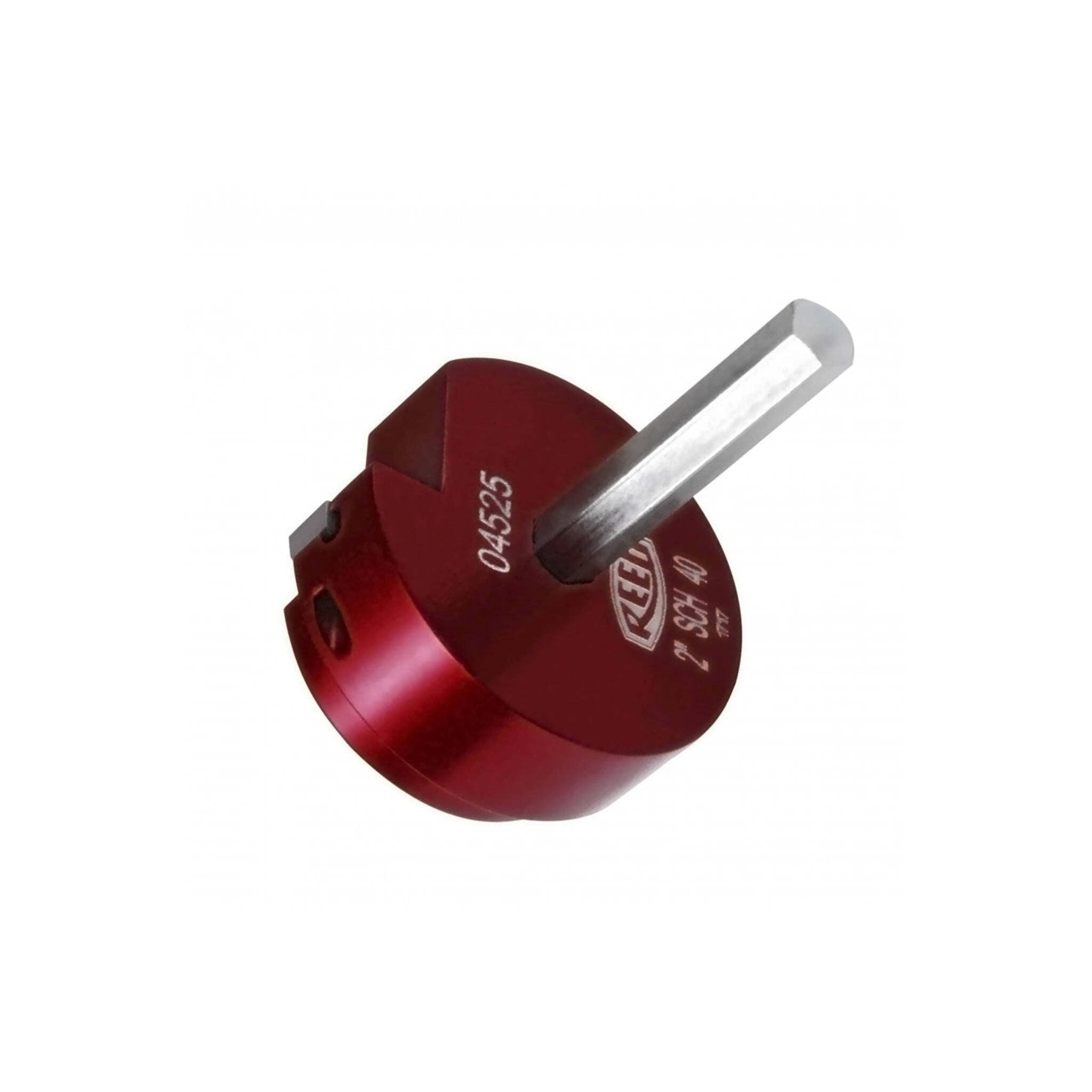Red plastic pipe socket saver closeup for PVC fitting cleanup