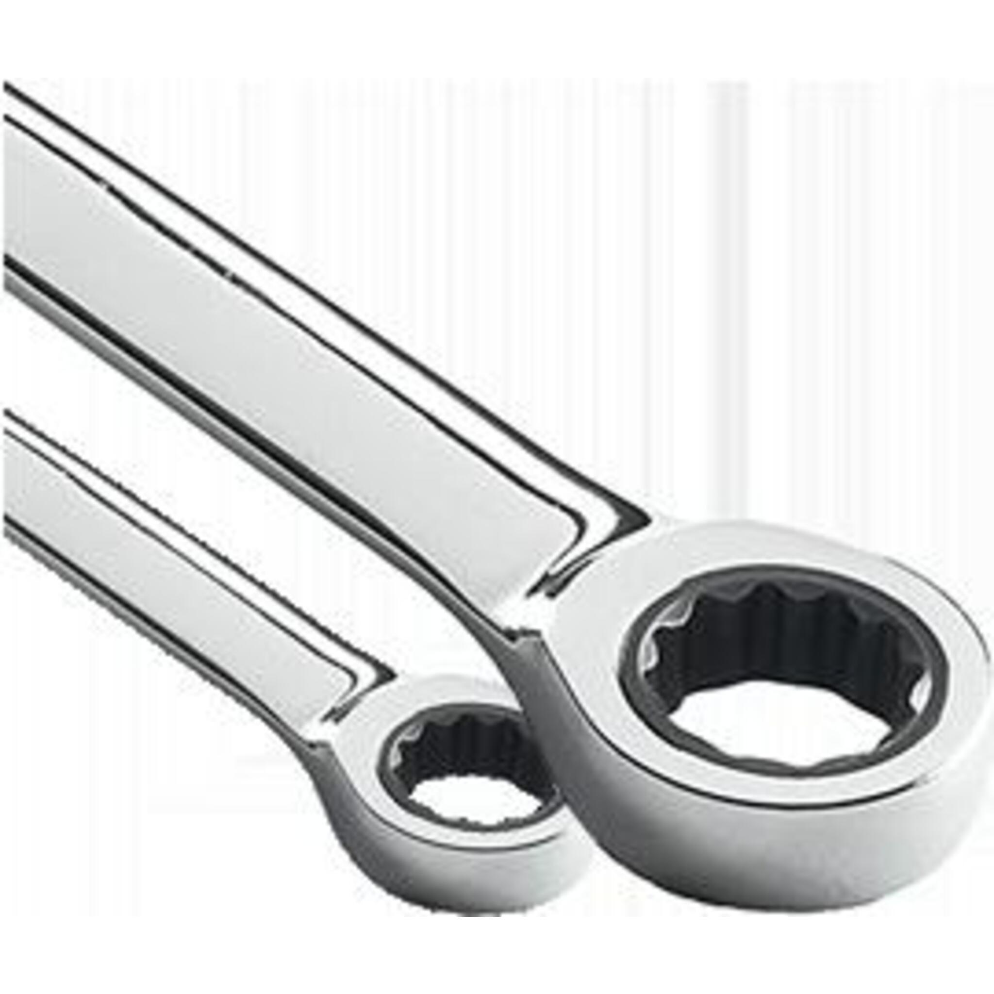 Angled view of metric ratcheting wrench set