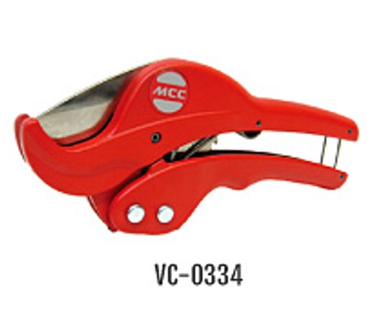MCC 1-1/3" Ratcheting PVC Pipe Cutter | Lightweight Alloy Body with V-Groove Jaw for Clean Cutting of PVC, Conduit, and Polyethylene Gas Pipe