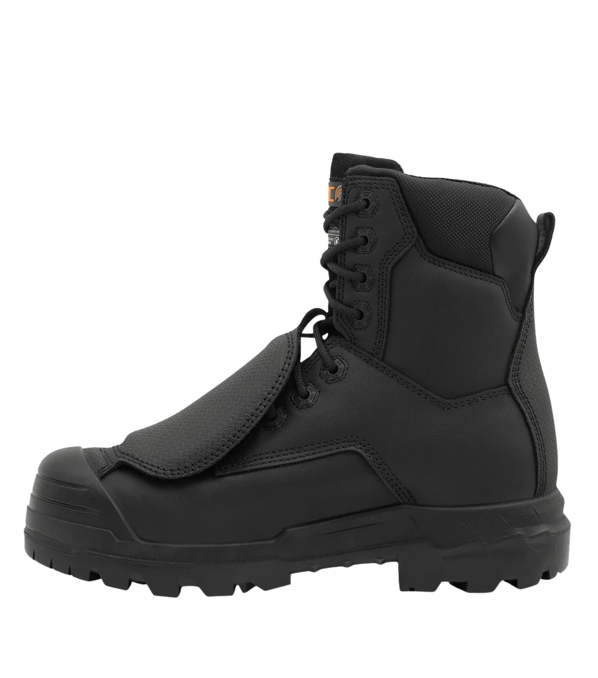 Right side view of Vulcan black 8-inch work boot with metguard
