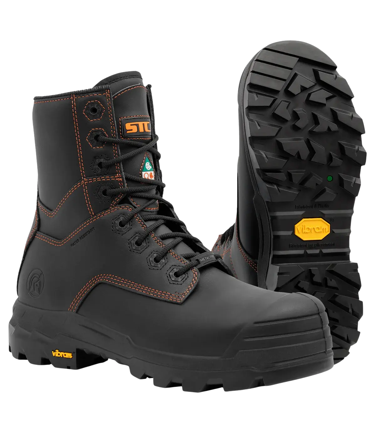 Waston black metal free leather work boots with TC4+ Vibram outsole