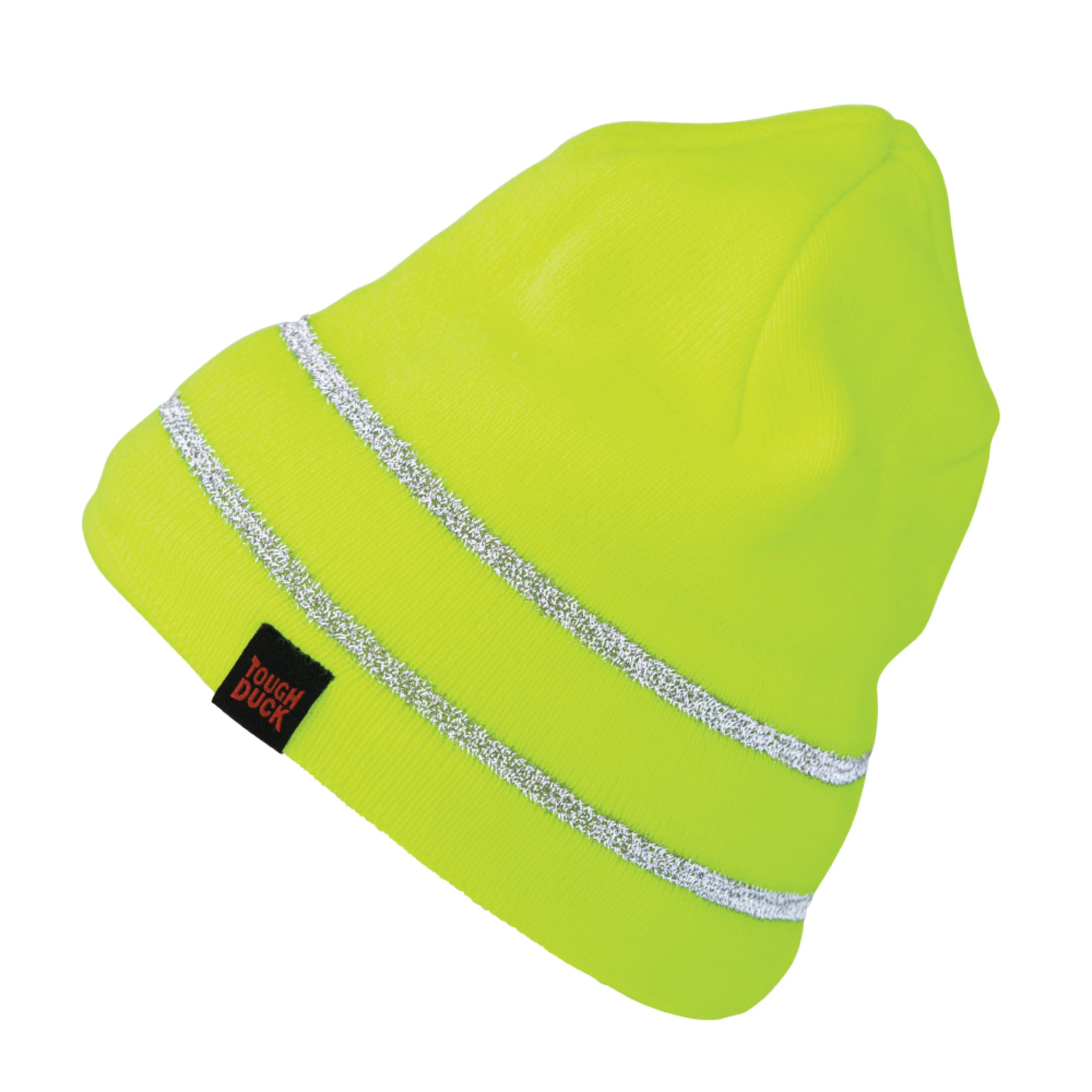 Yellow Acrylic Knit Toque with Fleece Lining and Reflective Stripe for Winter Work