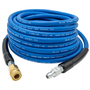 Blue Storm Quick Connect Pressure Washer Hose Assemblies - 4000 PSI Rated, 50 Foot Pressure Washer Hose Assembly