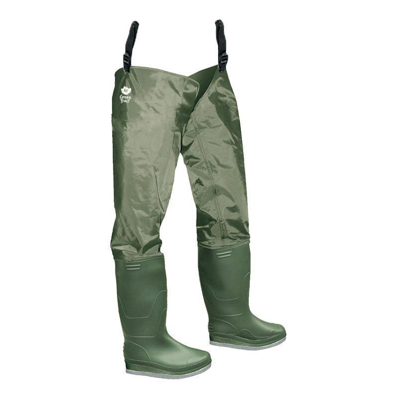 Green Trail Men's Waders Hip PVC/Nylon Waterproof with Felt Sole | Size 6 - 13, Size 9
