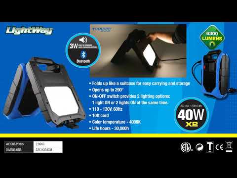 Portable LED Worklight with Bluetooth Speakers
