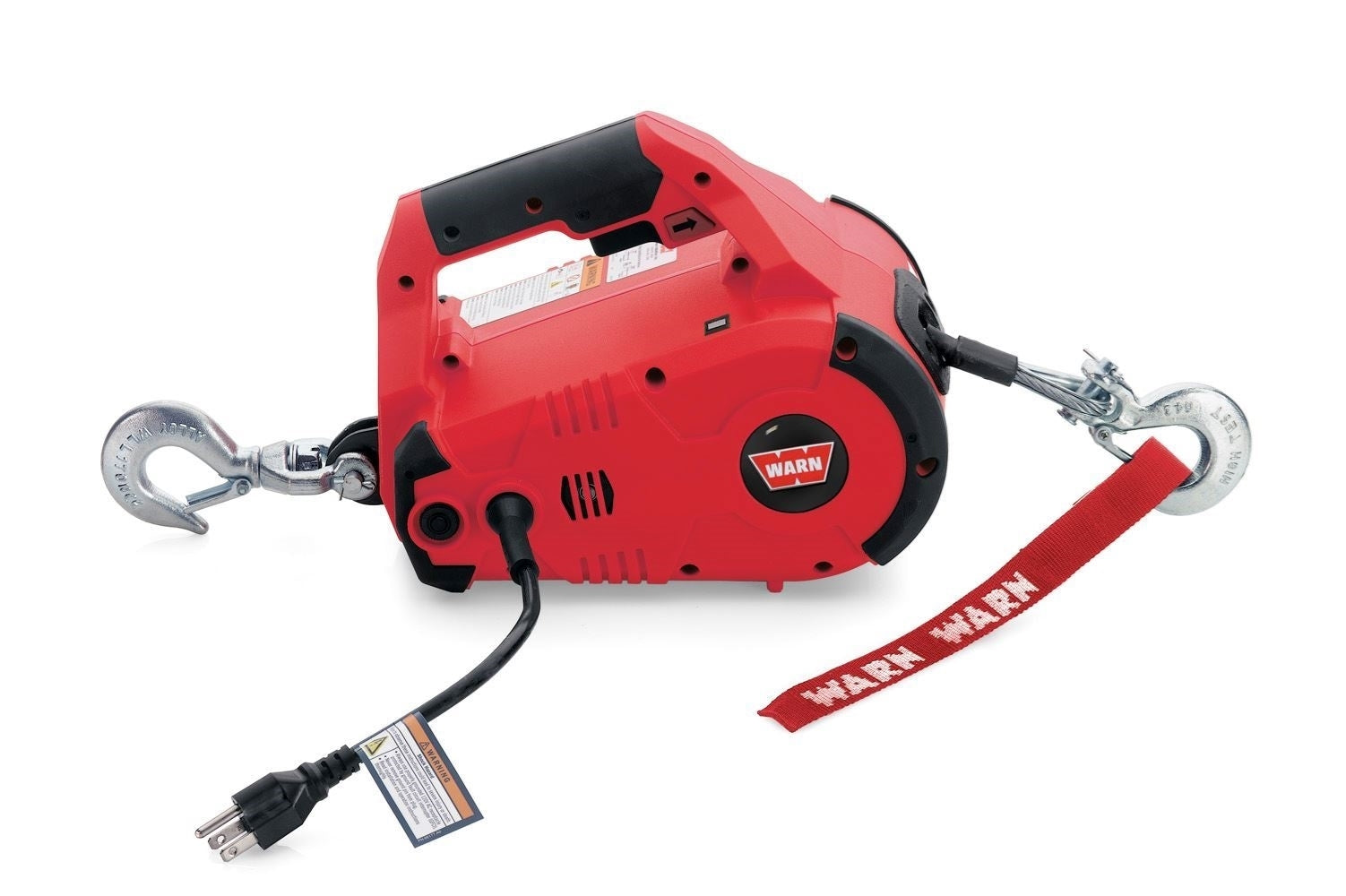 Warn Pullzall Corded Electric Winch - 1000 Lb Capacity - UL Listed, Heavy Duty, 120V, 15 ft Wire Rope, LED Load Indicator, Variable Speed, Durable