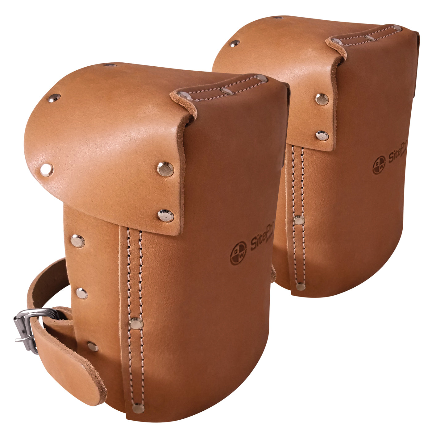 SITEGEAR Padded Leather Knee Pads with Adjustable Strap