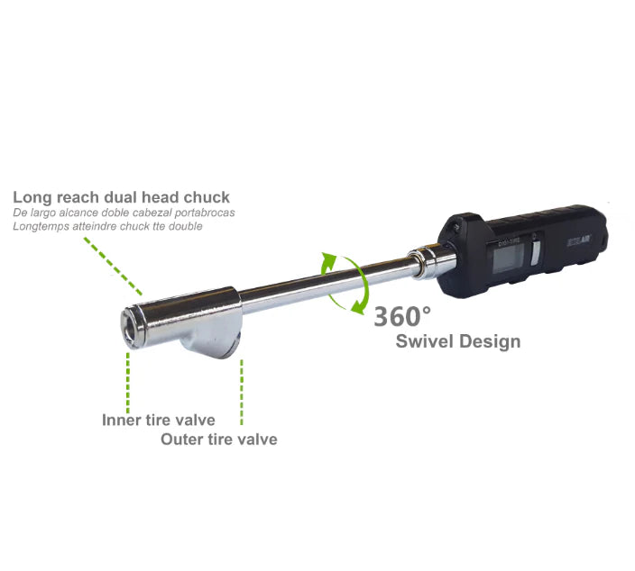 Milton EXELAIR® Digital Tire Pressure Gauge w/ 360 Swivel Dual Head Air Chuck - 5-100 PSI, Accurate, Durable, LED Display, Safety Certified