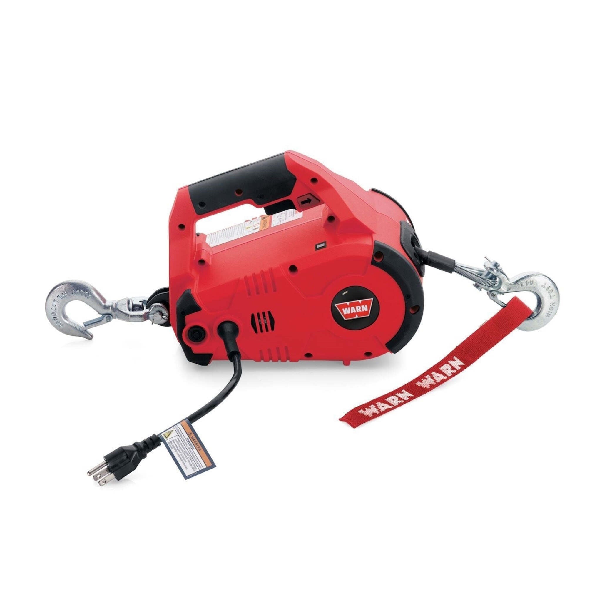 Warn Pullzall Corded Electric Winch - 1000 Lb Capacity - UL Listed, Heavy Duty, 120V, 15 ft Wire Rope, LED Load Indicator, Variable Speed, Durable