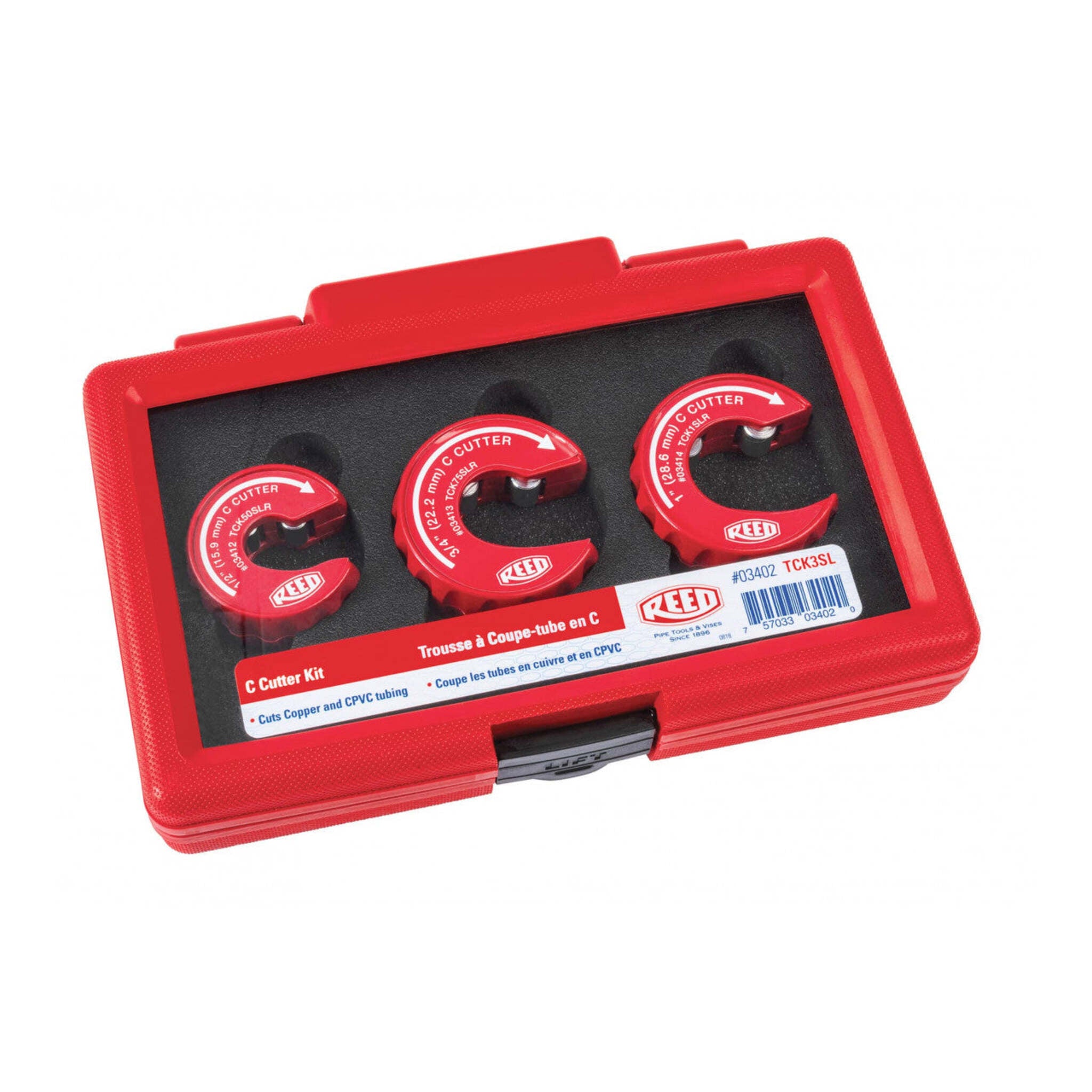 REED TCK3SL C-Cutter | 3 Piece Tubing Cutter Kit for 1/2", 3/4" and 1" Copper Pipe Cutting