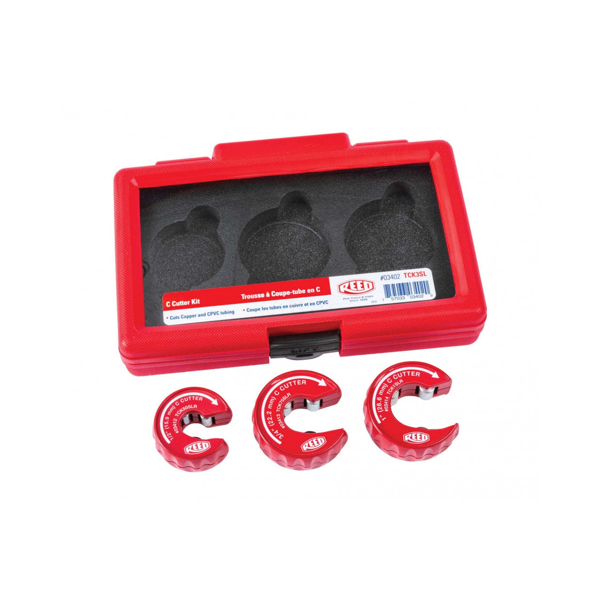 REED TCK3SL C-Cutter | 3 Piece Tubing Cutter Kit for 1/2", 3/4" and 1" Copper Pipe Cutting